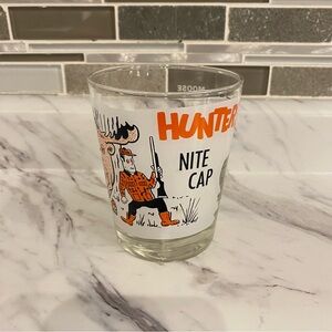 Vintage Bar Glass Hunters Nite Cap Midcentury Drink Glass Joke‎ Barware Hunting